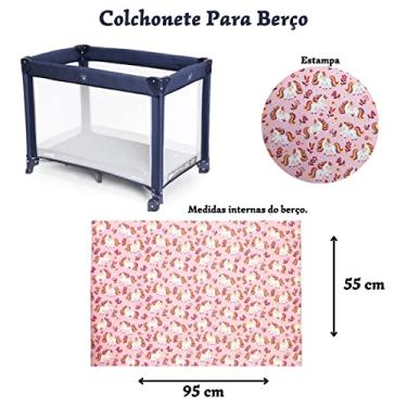 Imagem de Colchonete Macio Para Berço Desmontavel Chiqueirinho 95x55 (Unicornio)