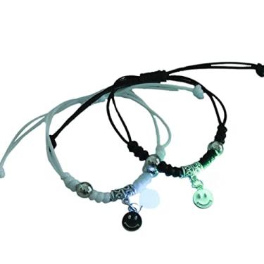 Imagem de 2 peças/pulseiras luminosas lua e estrela – pulseiras luminosas para melhores amigos – joias que brilham no escuro, pulseiras relacionamento para casais ou melhores amigos para homens e mulheres Edorco