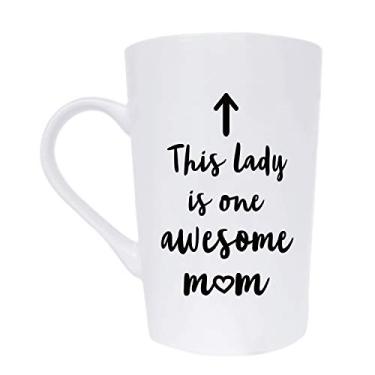 Imagem de Caneca de café MAUAG This Lady is One Awesome Mom , Citação engraçada para o Dia das Mães ou Dia dos Namorados da Filha Filho ou Marido, Branco 340 ml