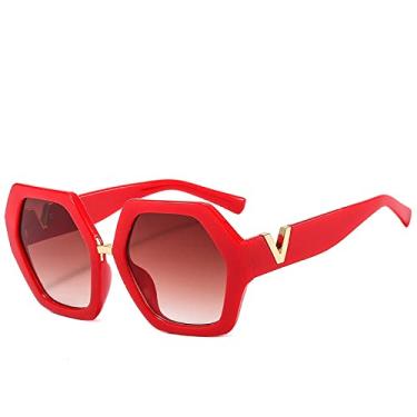 Imagem de Óculos de sol grandes de designer vintage femininos masculinos exclusivos com armação grande óculos de sol femininos tons brancos anti-reflexo uv400, vermelho marrom, uv400