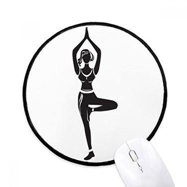 Imagem de Suporte para meninas de ioga manter o contorno do mouse pad desktop escritório tapete redondo para computador