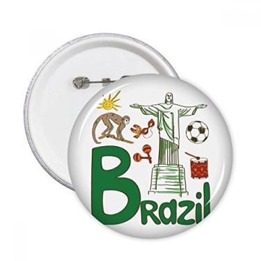 Imagem de Emblema com símbolo nacional do Brasil, alfinetes redondos, emblema, acessório, decoração, 5 peças