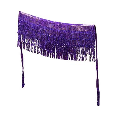 Imagem de Boho Belly Lantejoulas Belly Hip Lenço Tassel Fringe Rave Fantasia de Dança de Festa para Mulheres e, Roxo