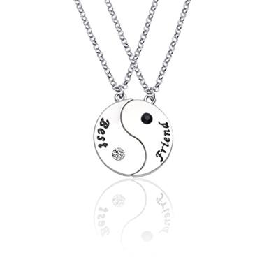 Imagem de CNBPIC Casal Colar Rei Rainha Melhor Amigo Coração Em Forma de Pingente Amizade Joias