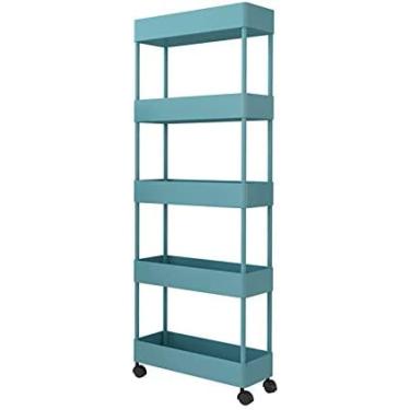 Imagem de Organizador De Armazenamento Móvel Prateleiras/torre De Armazenamento De Cozinha/prateleiras De Banheiro Deslizantes/sala De Estar Rack De Carrinho Cinco Camadas 18cm De Largura 40x18x116cm,Verde,