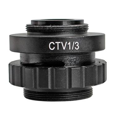 Imagem de Adaptador de microscópio lente de montagem em C 1/2CTV 1/3 adaptador de câmera CTV, acessórios de microscópio de interface C padrão para acessórios de microscópio de microscópio estéreo trinocular (cor: 1/3)