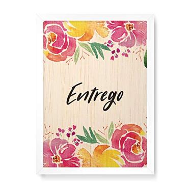 Imagem de Arte Maníacos Quadro Decorativo em Madeira Floral Entrego - 23x16,25cm (Moldura caixa em laca branca)