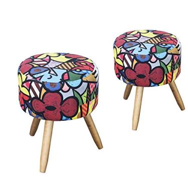 Imagem de Kit 2 Puff Redondo Paola Suede Romero Brito - JRV Móveis