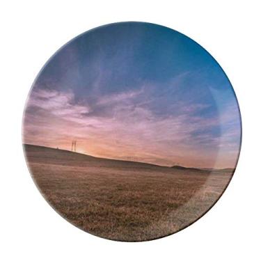 Imagem de Prato de céu de grama rosa decorativo de porcelana salver talheres, louça de jantar