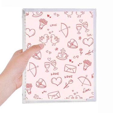 Imagem de Caderno rosa vermelho corações amor dia dos namorados diário folhas soltas recarregável diário artigos de papelaria