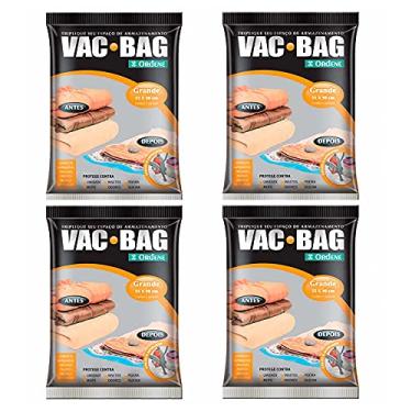 Imagem de Kit 4 Saco para Armazenagem a Vácuo Vac Bag Impermeável Para Closet 55 x 90 cm Grande