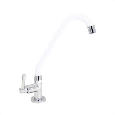 Imagem de Torneira Cozinha De Mesa Silicone Branco C29 Arejador Fixo