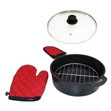 Imagem de Panela Defumação Frigideira Multiuso Ferro Serragem TV 25cm