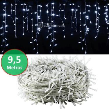 Imagem de Cascata 400 Leds Pisca Cortina Fixo Branco Frio Enfeite De Natal Casam