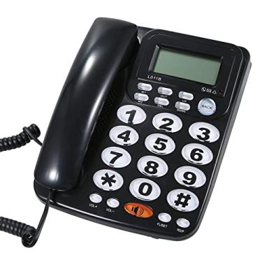 Imagem de Moniss Telefone fixo com fio de mesa com botões grandes Chamadas viva-voz Brilho da tela ajustável Preto (linha telefônica dos EUA)