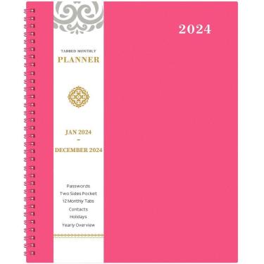 Imagem de Agenda mensal Artfan 2024 de janeiro a dezembro com abas e bolso