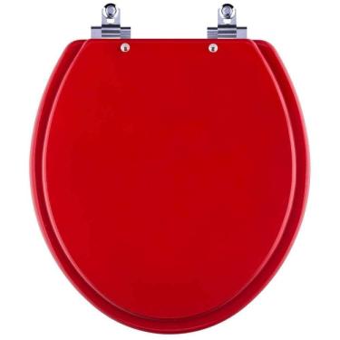 Imagem de Tampa De Vaso Sanitario Com Amortecedor Convencional Oval Vermelho Fosco