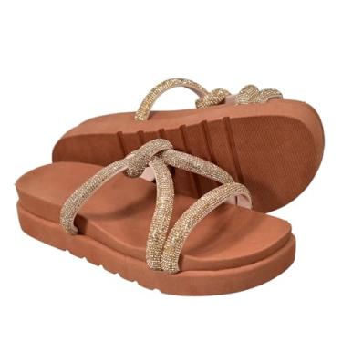 Imagem de Sandálias femininas com pneu anatômico, luxo feminino Birken Sandals, Brilho Sola, alta qualidade (Caramelo (Papete Trançada), BR, Adulto, Numérico, 38)