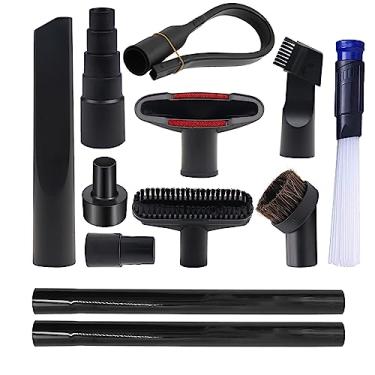Imagem de 12 acessórios de aspirador de pó para acessórios de aspirador de pó de 3,8 cm, kit de acessórios de limpeza com adaptador universal de mangueira de vácuo, extensão de vácuo, varinha, escova de cabelo