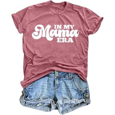 Imagem de Camiseta feminina "In My Mom Era" Camiseta feminina Mom Life Tops com letras engraçadas estampadas camisetas casuais, Rosa 2, G