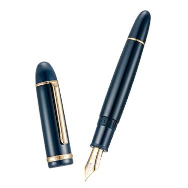 Imagem de Jinhao X159 Caneta-tinteiro azul escuro # 8 ponta fina acabamento dourado instrumento de escrita suave com conversor