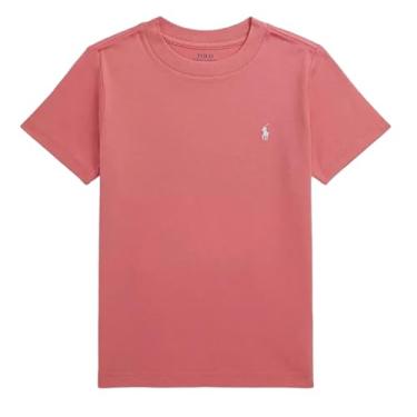 Imagem de Polo Ralph Lauren Camiseta feminina de jérsei com gola redonda, Vermelho desbotado, G