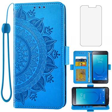 Imagem de Asuwish Compatível com Samsung Galaxy J2 Pure J2 Core J 2 Dash 2J Shine Capa carteira de vidro temperado flip para celular J2Core J2Dash J2Pure J2Shine SM-J260A J260A masculina azul