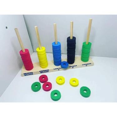 Imagem de Brinquedo Educativo Ábaco de Madeira com argolas em EVA - zaramela bri