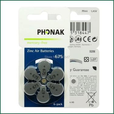 Imagem de Bateria Aparelho Auditivo Air Zinc 675 S/ Mercúrio 60 Pilhas - Phonak