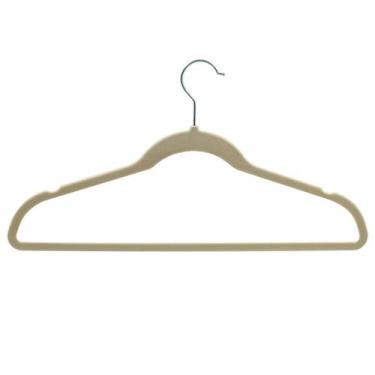 Imagem de Kit 100 Cabides 45cm Veludo bege Slim Antideslizante Roupa - ARBORETHO