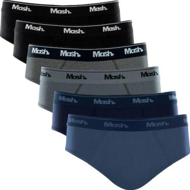 Imagem de  Kit com 6 Cuecas Slip Mash Algodão Cotton Masculinas, Multicor sem br