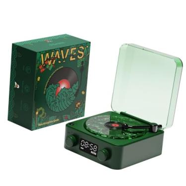 Imagem de BaotyJie Alto-falante BT de portátil com luz prática, fácil de usar, presente ideal, design retrô de alto desempenho, exibição de tempo