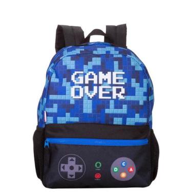 Imagem de Mochila Costas Infantil Escolar Game Over Gamer Play Plus Sestini Azul