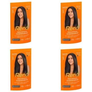 Imagem de Hene em Gel Rená Preto Café (Preto Escuro) 02x180gr Alisa, tinge e Da 