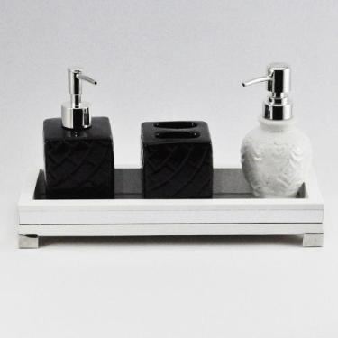 Imagem de Bandeja -SLIM LUXO- Lavabo Banheiro Espelhada Pés metal Madeira cor BR