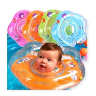 Imagem de Boia De Pescoço Para Bebê Inflável Piscina Com Alça Nadar Resistente C
