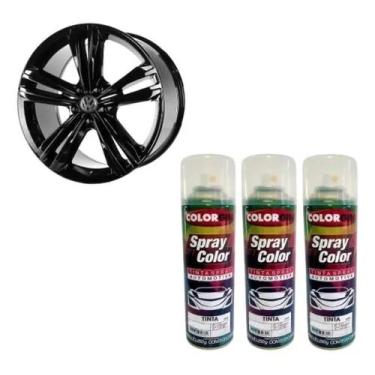 Imagem de Kit Tinta Spray Automotiva Black Piano Pu 3 Unidades - color gin