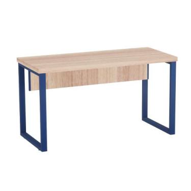 Imagem de Mesa Diretora Tubolar PE 40 Pandin 1,70 M Noce Naturale e Azul Del Rey