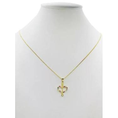 Imagem de Cordão Feminino 1mm Coração Flechado - Banhado a Ouro 18k - ToJoia18k