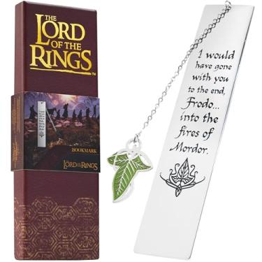 Imagem de The Lord of the Rings Marcadores de livro de metal com caixa de presente, marcador de livro de aço inoxidável para adultos, adolescentes e crianças (prata com folha)