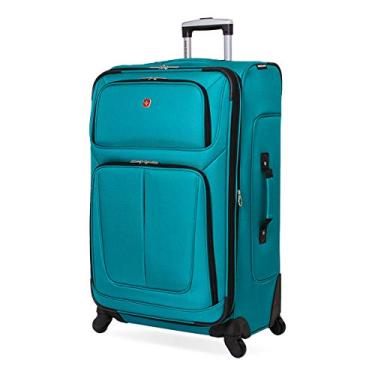 Imagem de SwissGear Bagagem expansível Sion Softside, Azul-petróleo, Checked-Large 29-Inch
