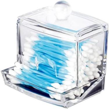 Imagem de Porta Cotonetes em Acrílico Transparente com Tampa Porta Hastes Flexív