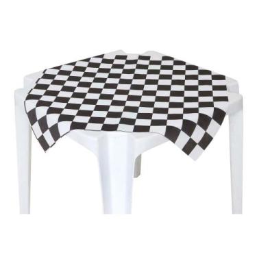 Imagem de Toalha TNT Quadriculada Branco/Preto 0,68m - Kit 5 Peças - Fascinação