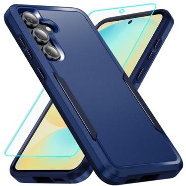 Imagem de Capa para Samsung Galaxy S24 FE com proteção de tela: Capa protetora resistente à prova de choque e à prova de arranhões para Samsung Samsumg Galaxy S24 FE-Azul