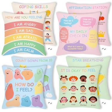 Imagem de R HORSE 4 peças de capas de almofada de canto calmante, decoração de fronha de saúde mental, capa de almofada essencial para sala de aula, escritório de aconselhamento, itens de canto para decoração