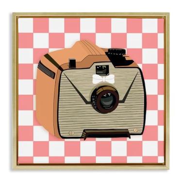 Imagem de Stupell Industries Take The Shot Retro Camera Framed Floater Canvas Wall Art Design por Jen Bucheli, moldura flutuante dourada, 45,7 x 45,7 cm