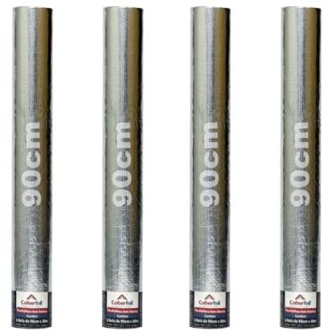 Imagem de Kit 4 Mantas Asfáltica Adesiva Multiuso Metalizada 90cmx10m Auto Colante Vedação para Telhados Calhas Rufos Alta Resistência e Durabilidade Vazamentos Vedação Refletiva Aluminizada Rolo Fita