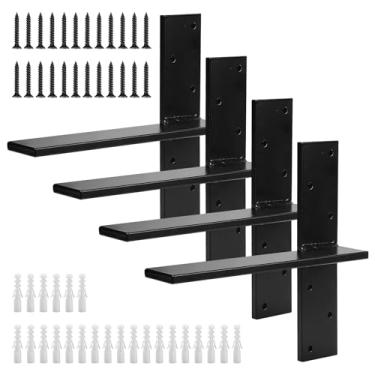 Imagem de Cskunxia Suporte De Prateleira Suspenso Livre De 4 Peças, Suportes De Prateleira Flutuantes, Suporte De Prateleira Em T Para Serviços Pesados, Suportes De Bancada Flutuantes, Suportes De Prateleira De