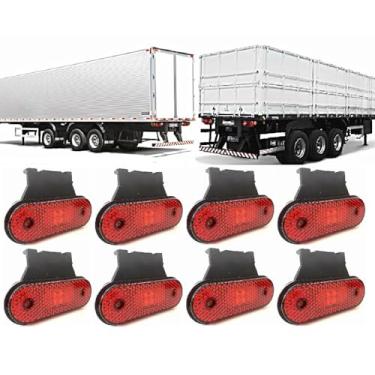 Imagem de Kit 8 Lanterna Vermelha Led 12/24v Lateral Báu Carroceria Carreta KLX