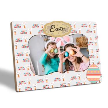 Imagem de Porta-retrato Happy Easter para presente, molduras de mesa com estampa completa com 2 velcros, foto de 10 x 15 cm, presente de dia de Páscoa para amigos, adultos e crianças, decorações de escritório